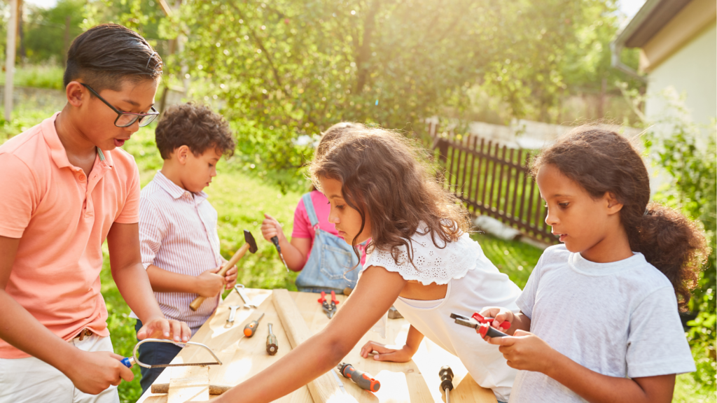 kids working with wood