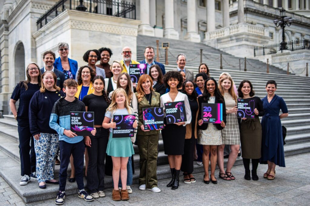 national stem festival students on steps