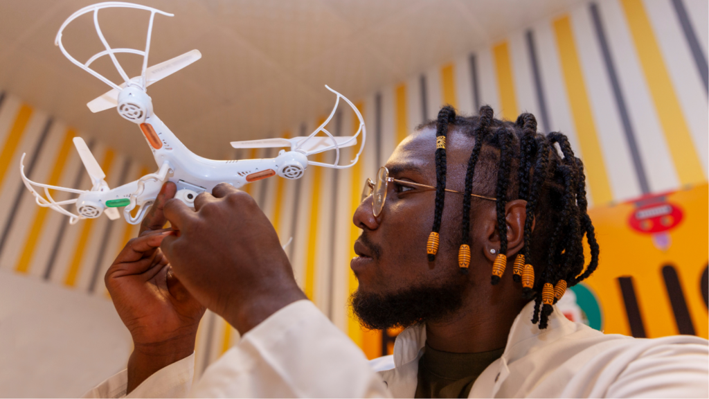 teen boy with drone